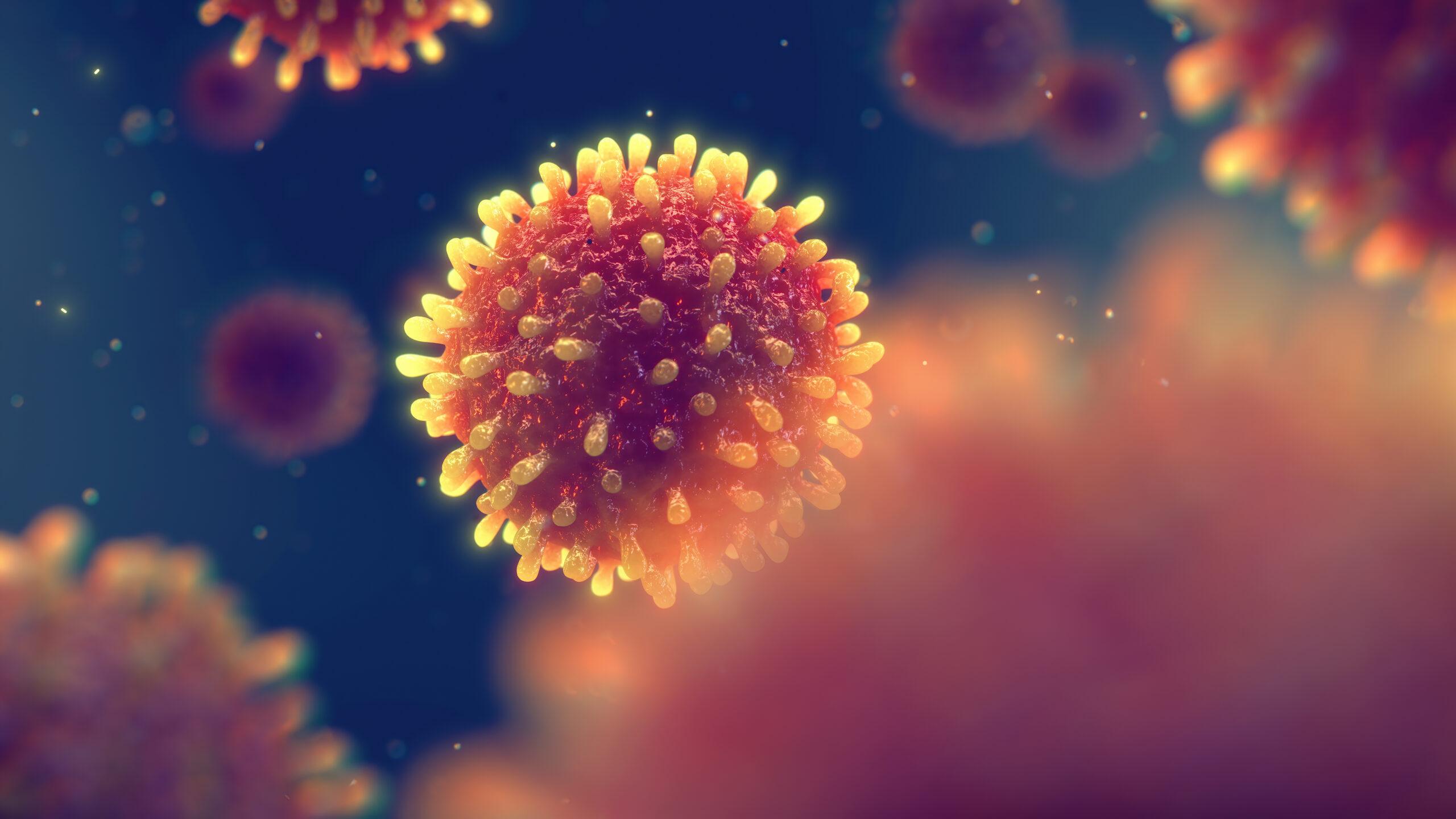 3D illustration of hepatitis B virus. 