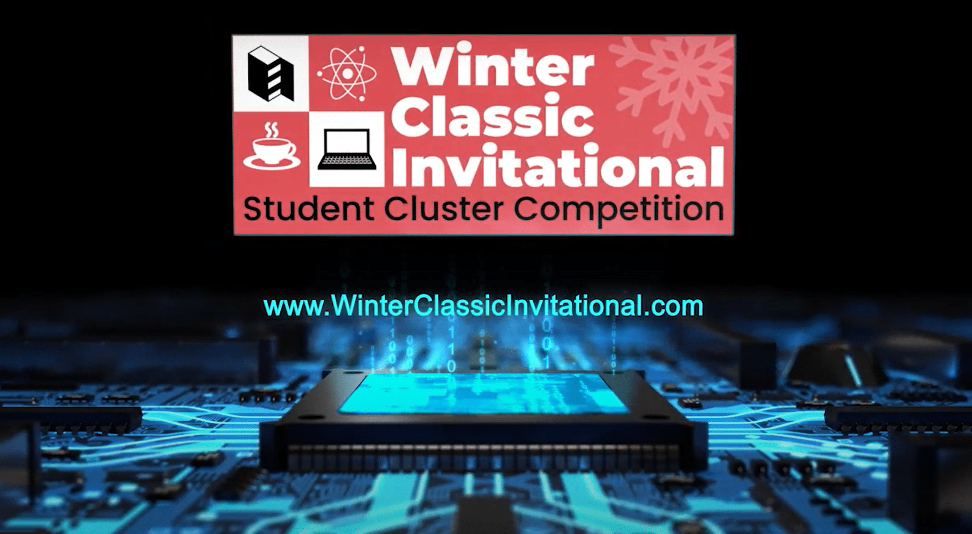 Illustration of computer hardware with the words "Winter Classic Invitational," and the url: WinterClassicInvitational.com