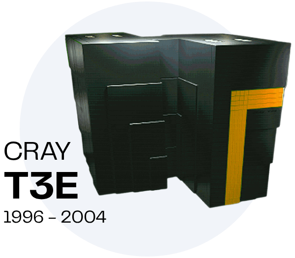Image of CRAY T3E machine. Years used from 1996 to 2004.
